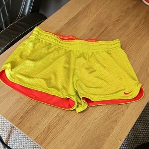 Nike Women's Yellow and Red Athletic Shorts